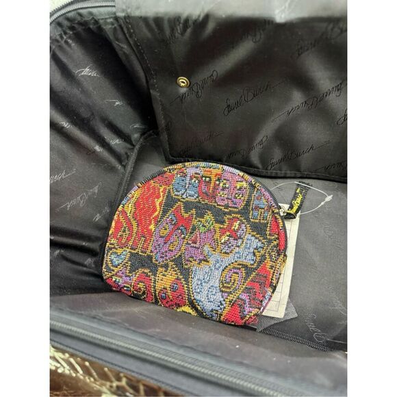 Laurel Burch Womens Multicolor Cat Faces Travel Cosmetic Makeup Train Case - Picture 5 of 12